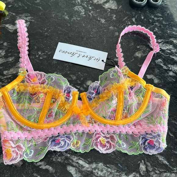 New - For Love & Lemons floral lace bra, XXS - Picture 6 of 7